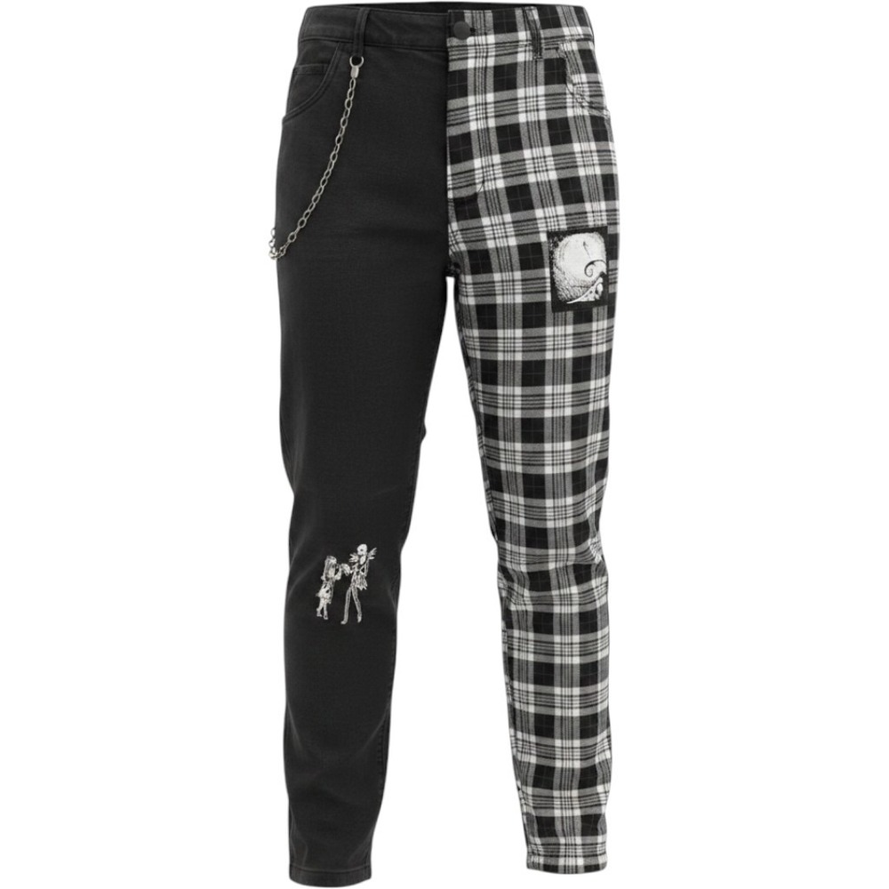 Disney Nightmare Before Christmas Split Plaid Pants Womens Size L Black Goth Emo